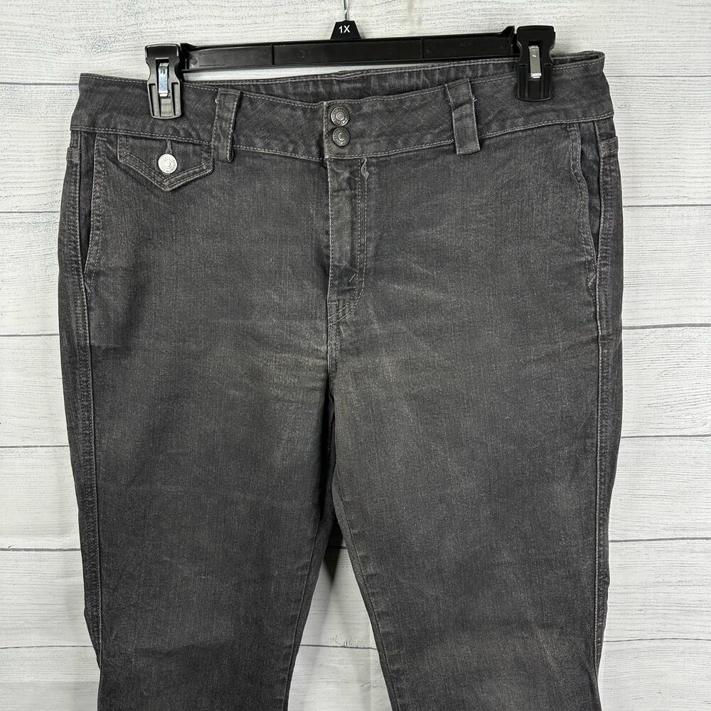 Levis Womens size 12 Calvary Charcoal Black Boot Cut Denim Jeans Flap Pockets - Picture 3 of 10